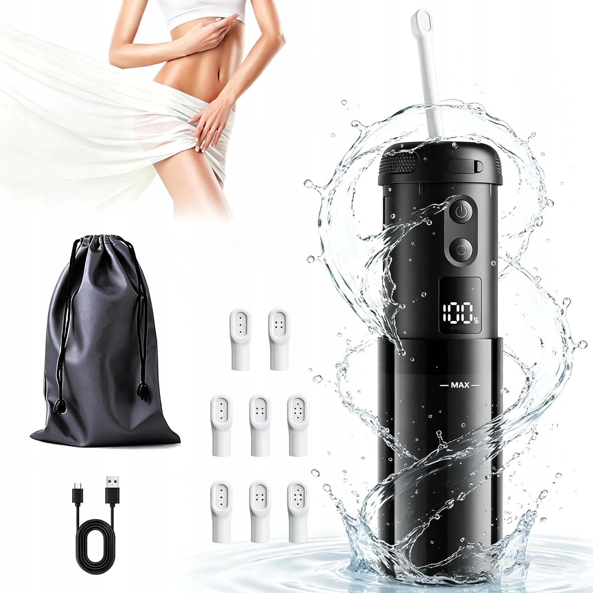 Přenosný Elektrický Bidet Irigátor Pro Intimní Hygienu 2000MAH Černý