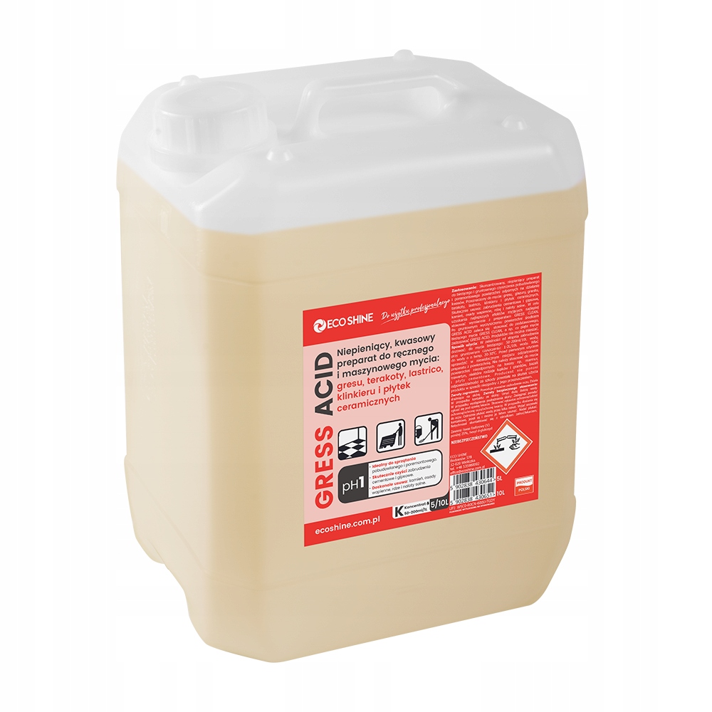 GRESS ACID KWASOWY PREPARAT DO CZYSZCZENIA PŁYTEK PO REMONCIE / PH1 - 5L