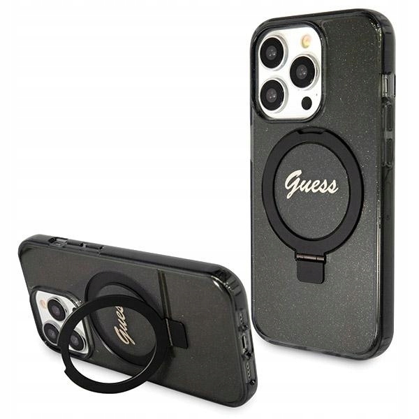 Guess Magsafe Pouzdro Brokat Obal Stojánek Pro Iphone 14 Pro Max, Černá