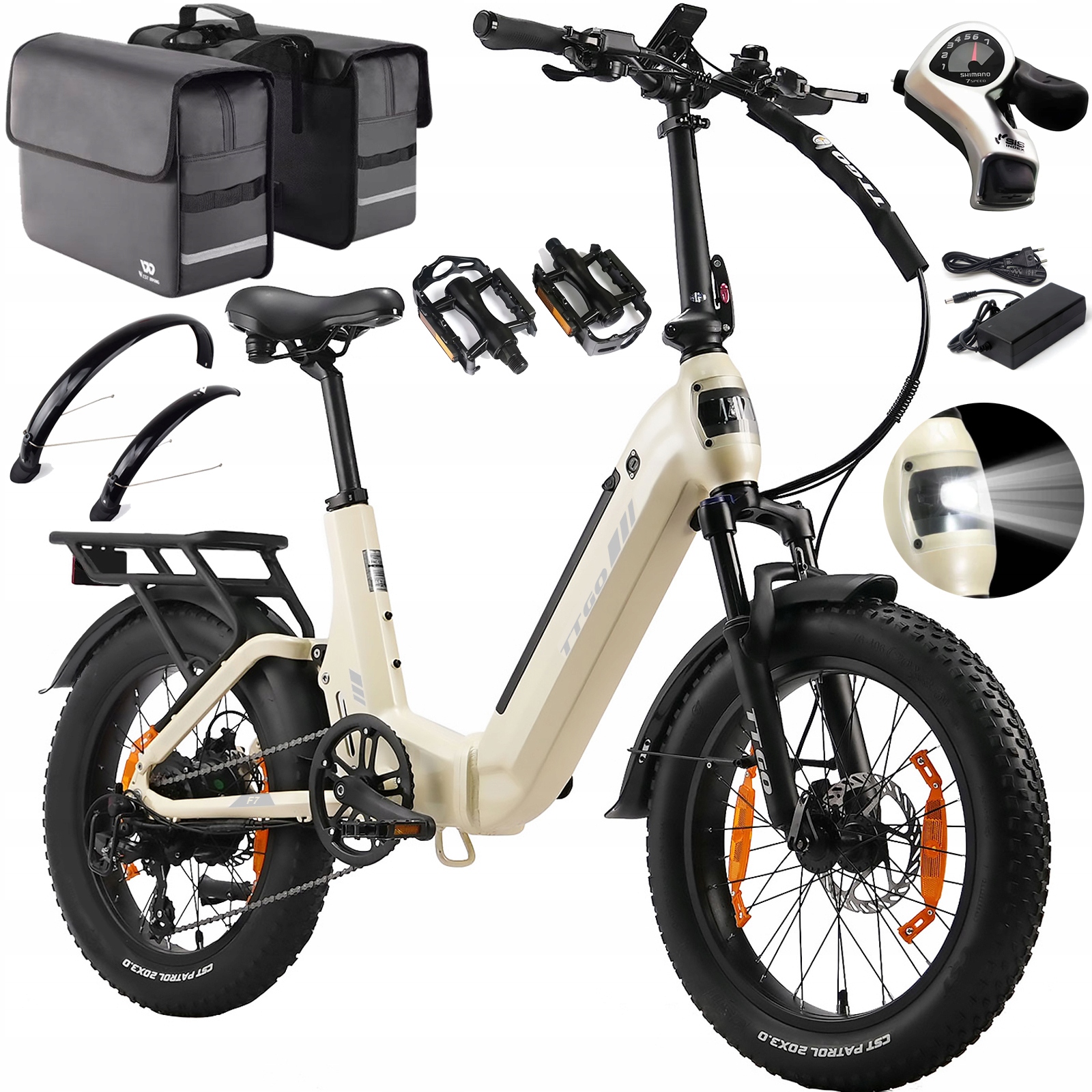 Składany Rower Miejski Elektryczny Ttgo F7 250W 15Ah 25KM/H 120KM 20"*3.0"