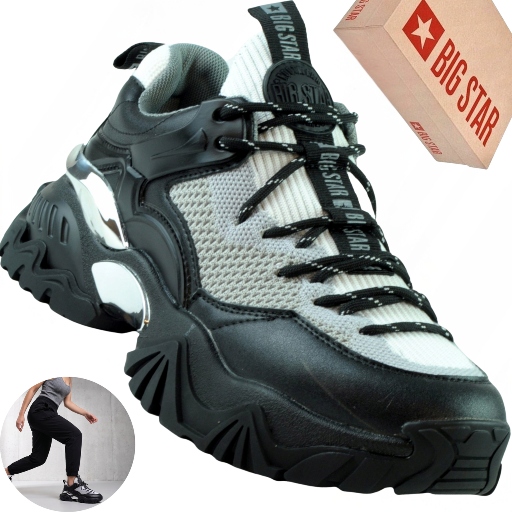 Dámské boty Big Star KK274053 černé a šedé sportovní tenisky Memory Foam