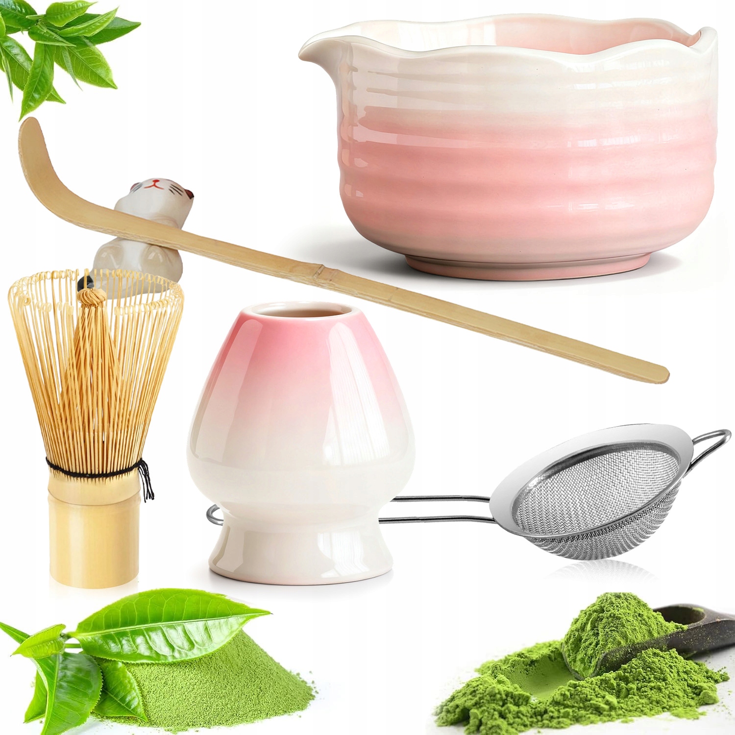 Levně Bambusová Dárková Sada 6 Ks Na Čaj Matchy Chashaku, Šlehací Metla, Lžíce