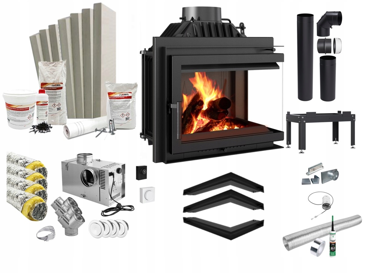 Litinový vzduchový krb Kratki Simple Pravý 8 kW Set Pro Vestavbu S Dgp