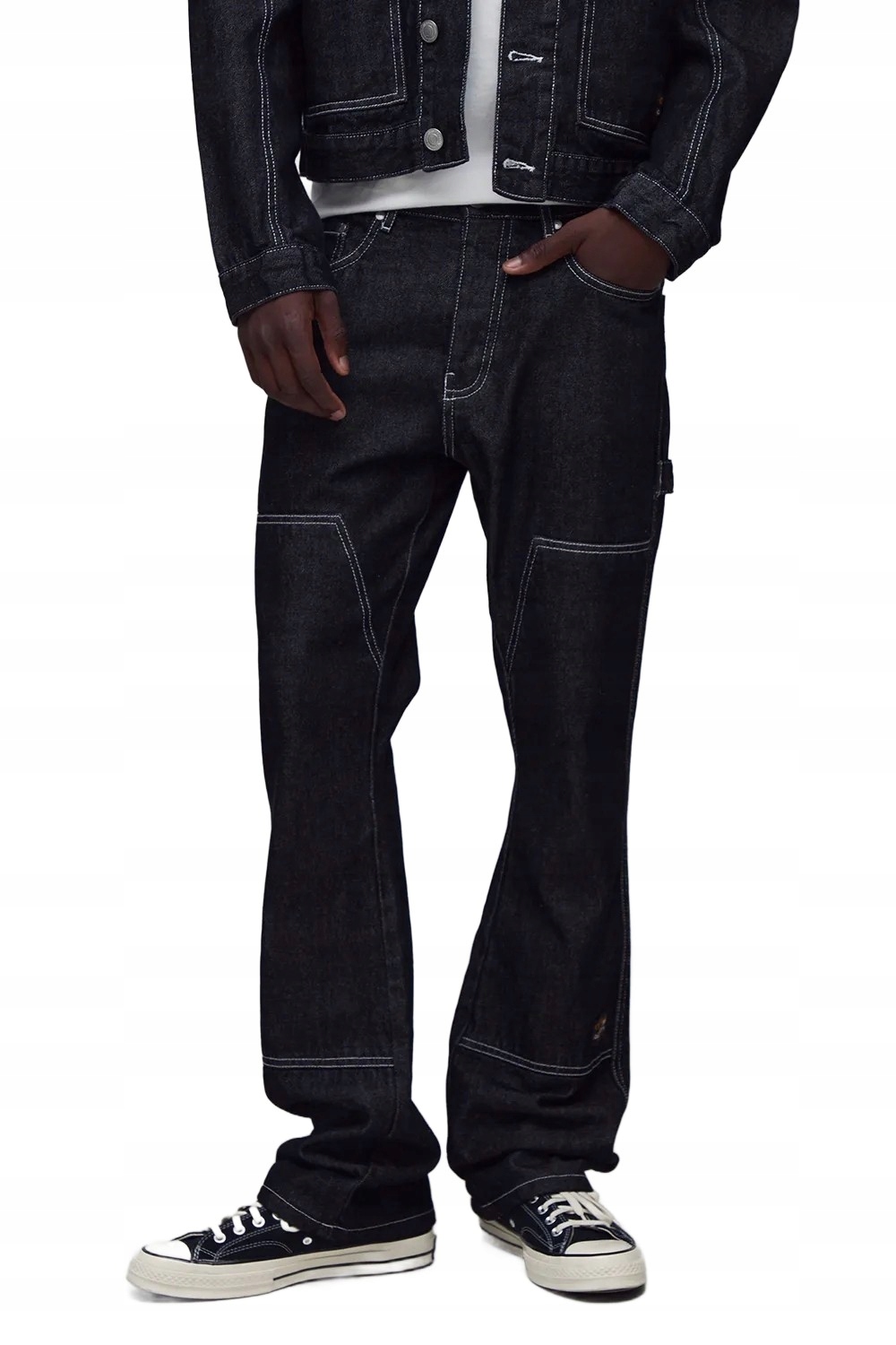 Boohooman Pánské Džíny Jednoduché Černé S Kontrastním Švem 28 Z3A