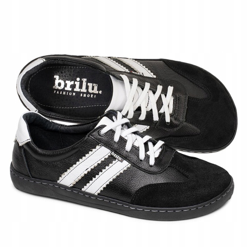 Brilu Polskie Skórzane Minimalistyczne Sneakersy Barefoot Chelsey Czarne 38