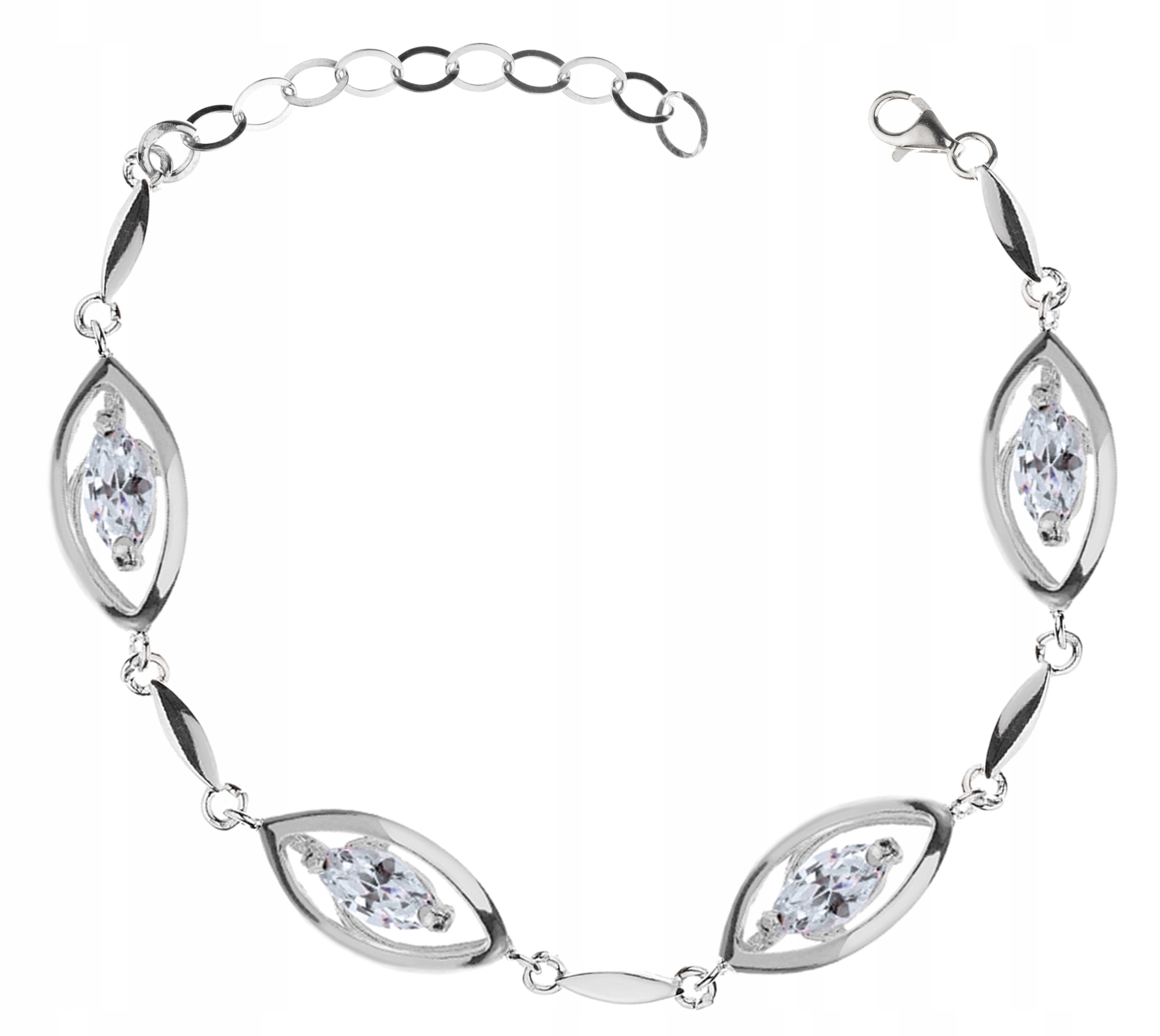 

Piękna Srebrna Bransoletka Z Białymi Cyrkoniami