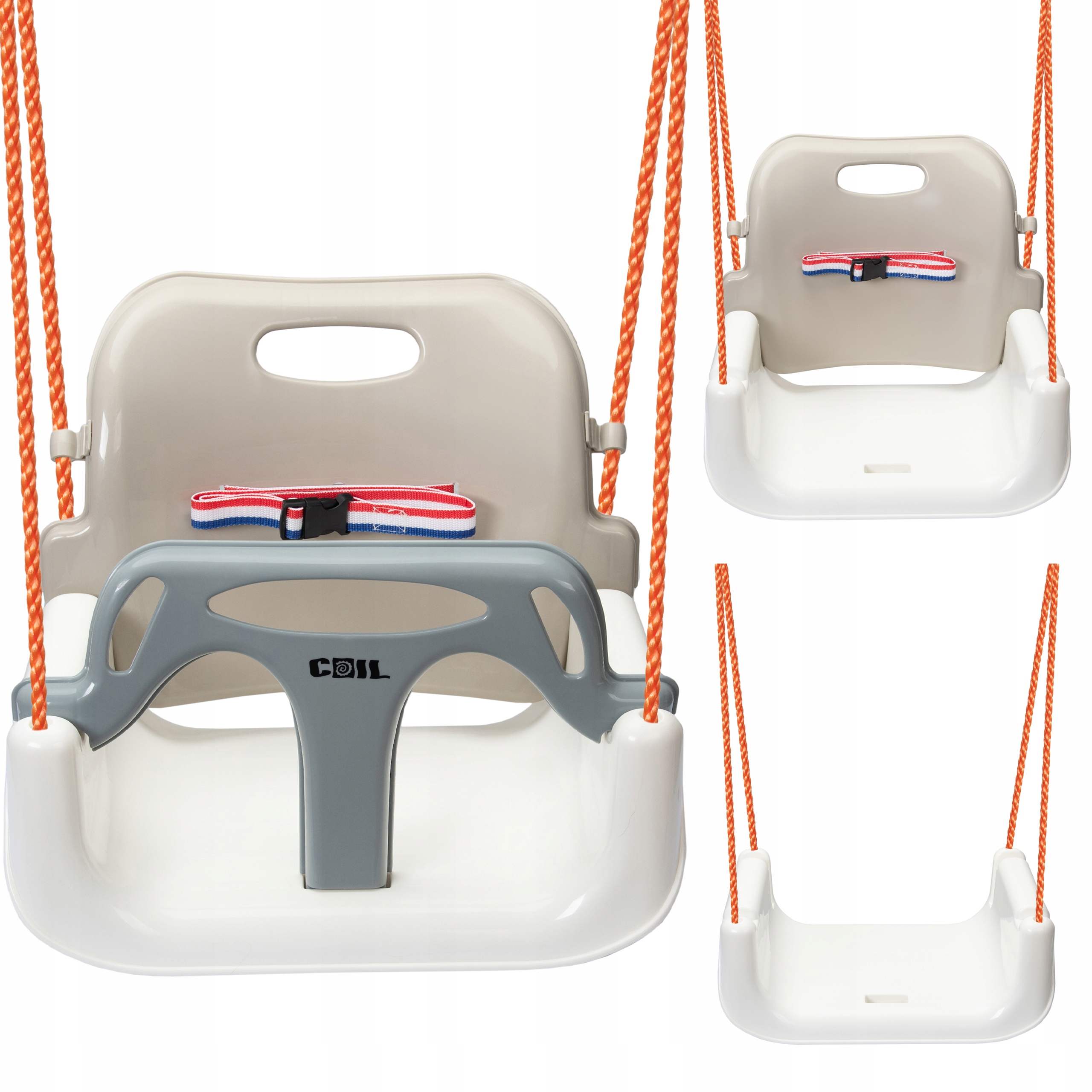 HUŚTAWKA DLA DZIECI OGRODOWA FOTEL WISZĄCY MOCNA 3w1 KUBEŁKOWA PASY BEŻOWA Stan opakowania oryginalne