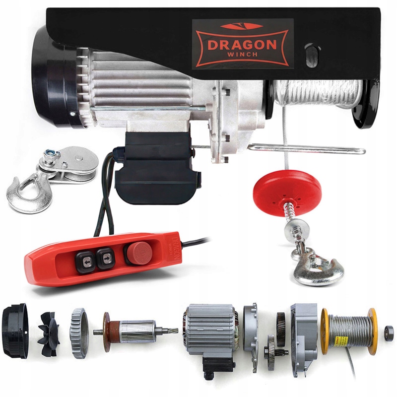 Elektrický Lanový Naviják 800 kg 230 V Dragon stavební naviják 0,8 Tony