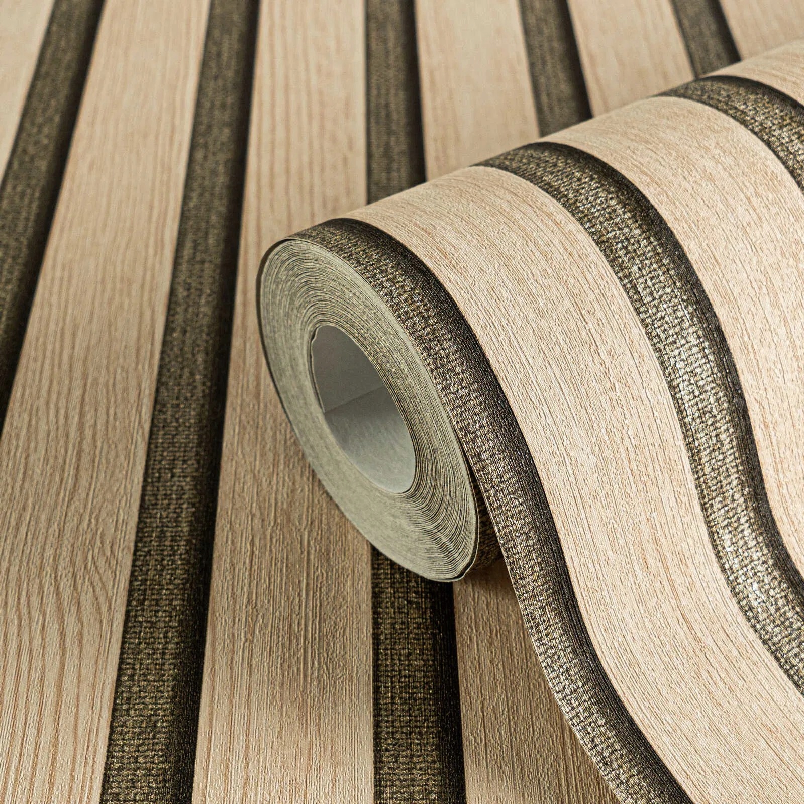 Vinylová tapeta na flizelině, lamely, 3D efekt, zlato, černý lesk