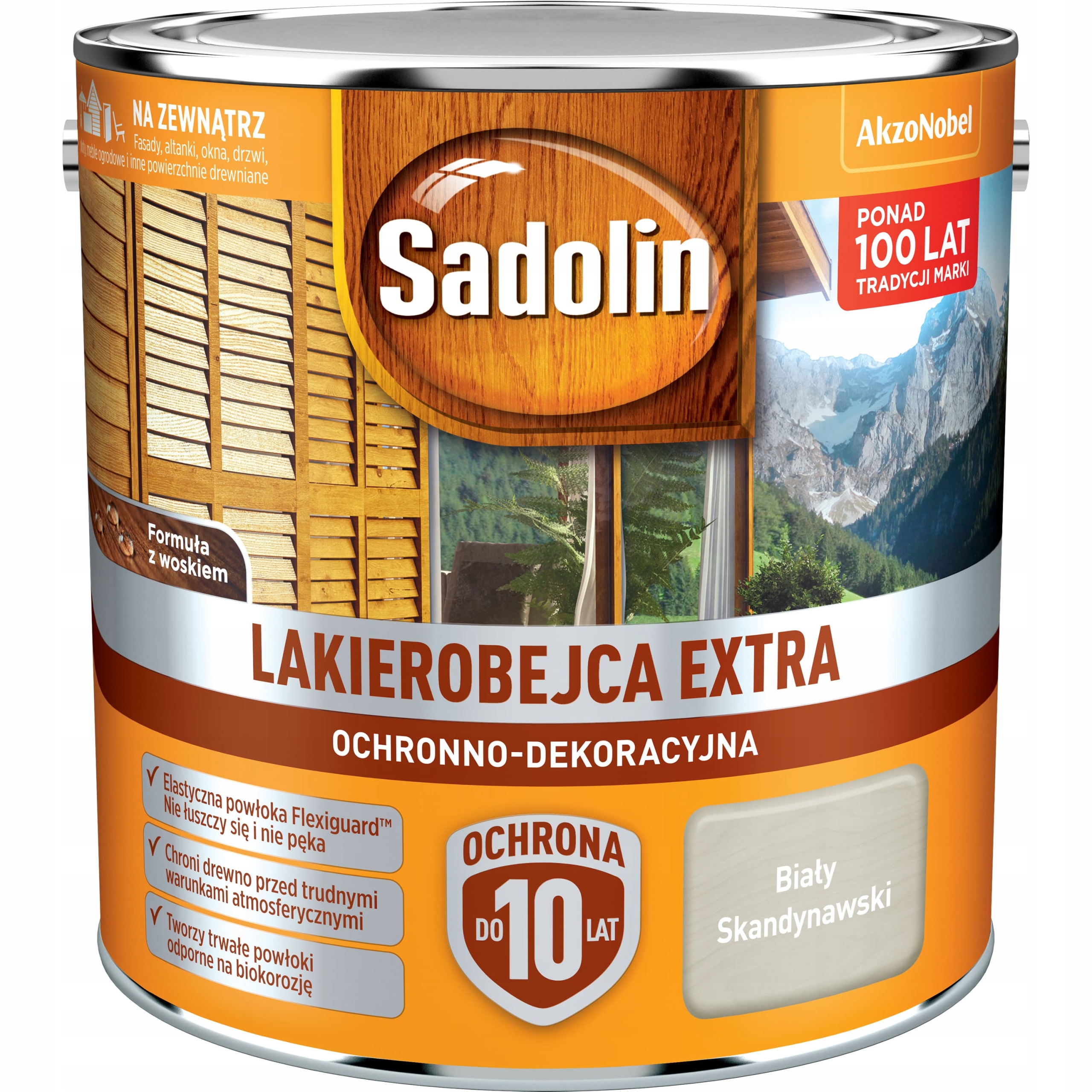 SADOLIN EXTRA LAKIEROBEJCA BIAŁY SKANDYNAWSKI 2,5L Zastosowanie na zewnątrz