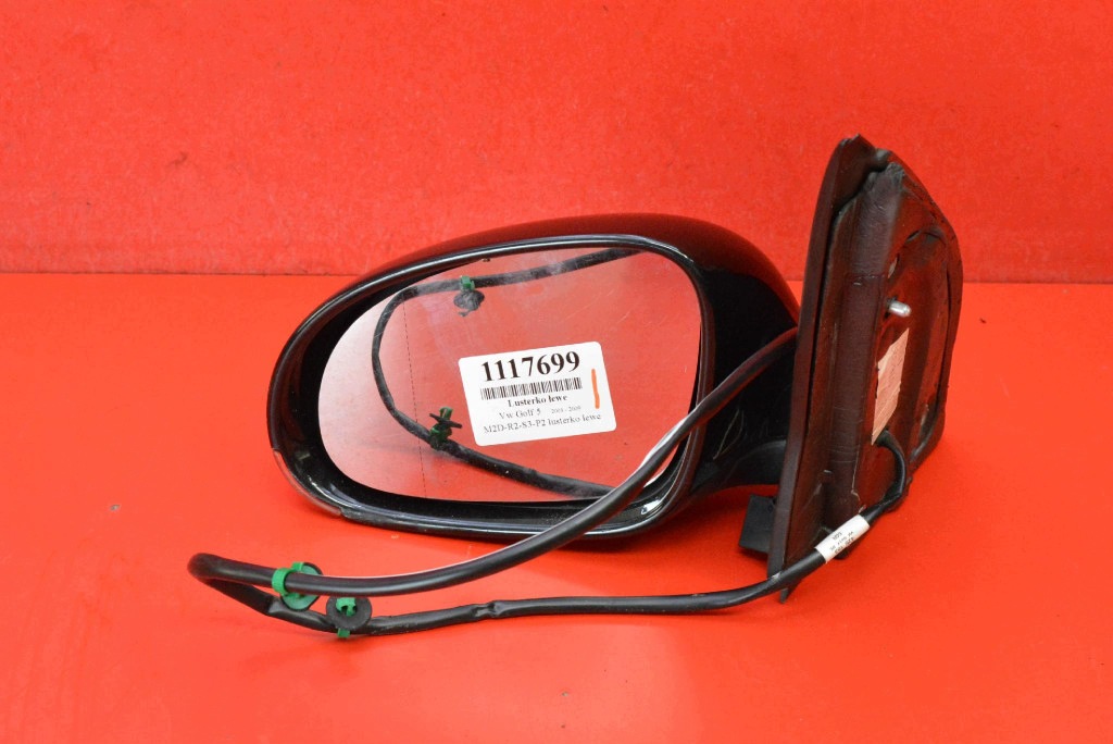 mirror left black, EU 010880 VW GOLF 5 V 03-09 7 PIN