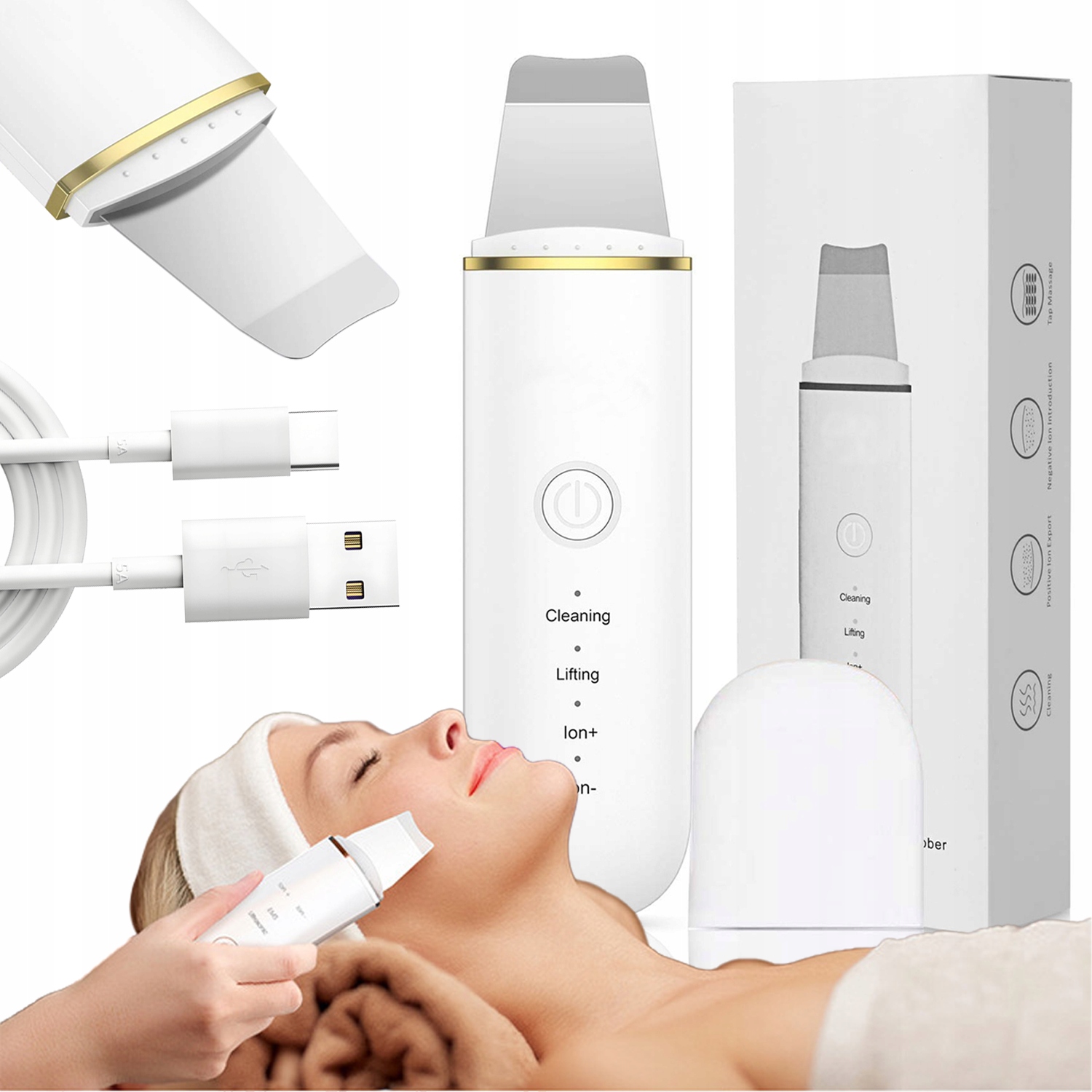 Kavitační peeling Piling na obličej Bezdrátový Ultrazvukový 2 štětce