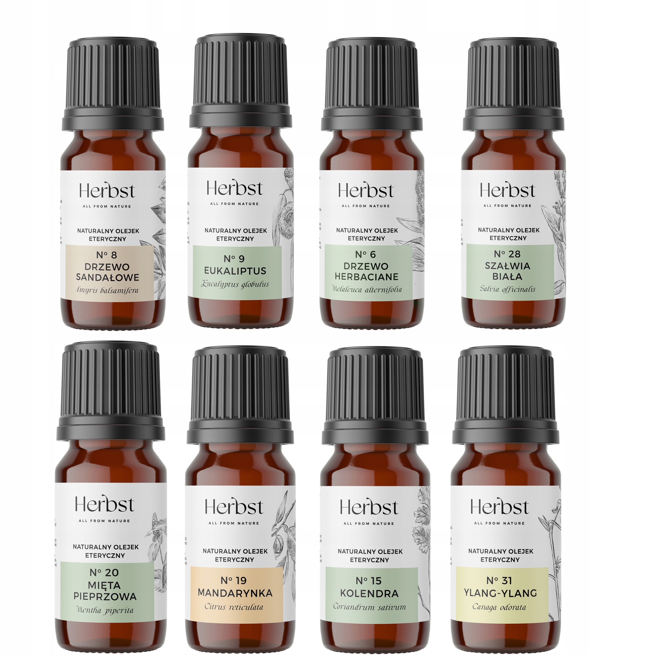 Zestaw Olejków Eterycznych Naturalnych Aromaterapia 8 x 10 ml 80 ml Wybór