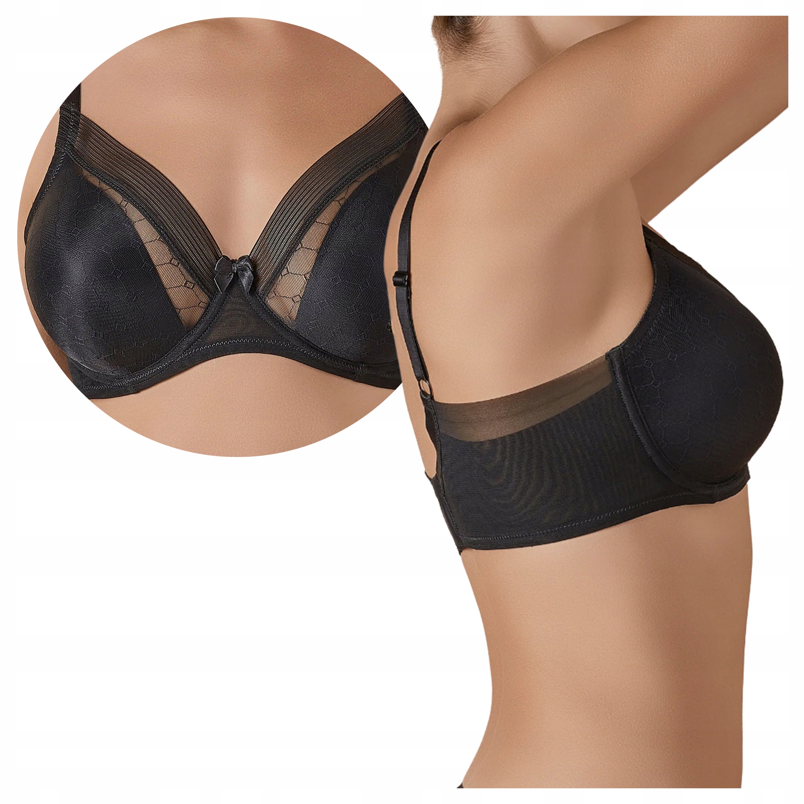 Vyztužená podprsenka s širokým obvodem na kosticích Katia Černá 95C