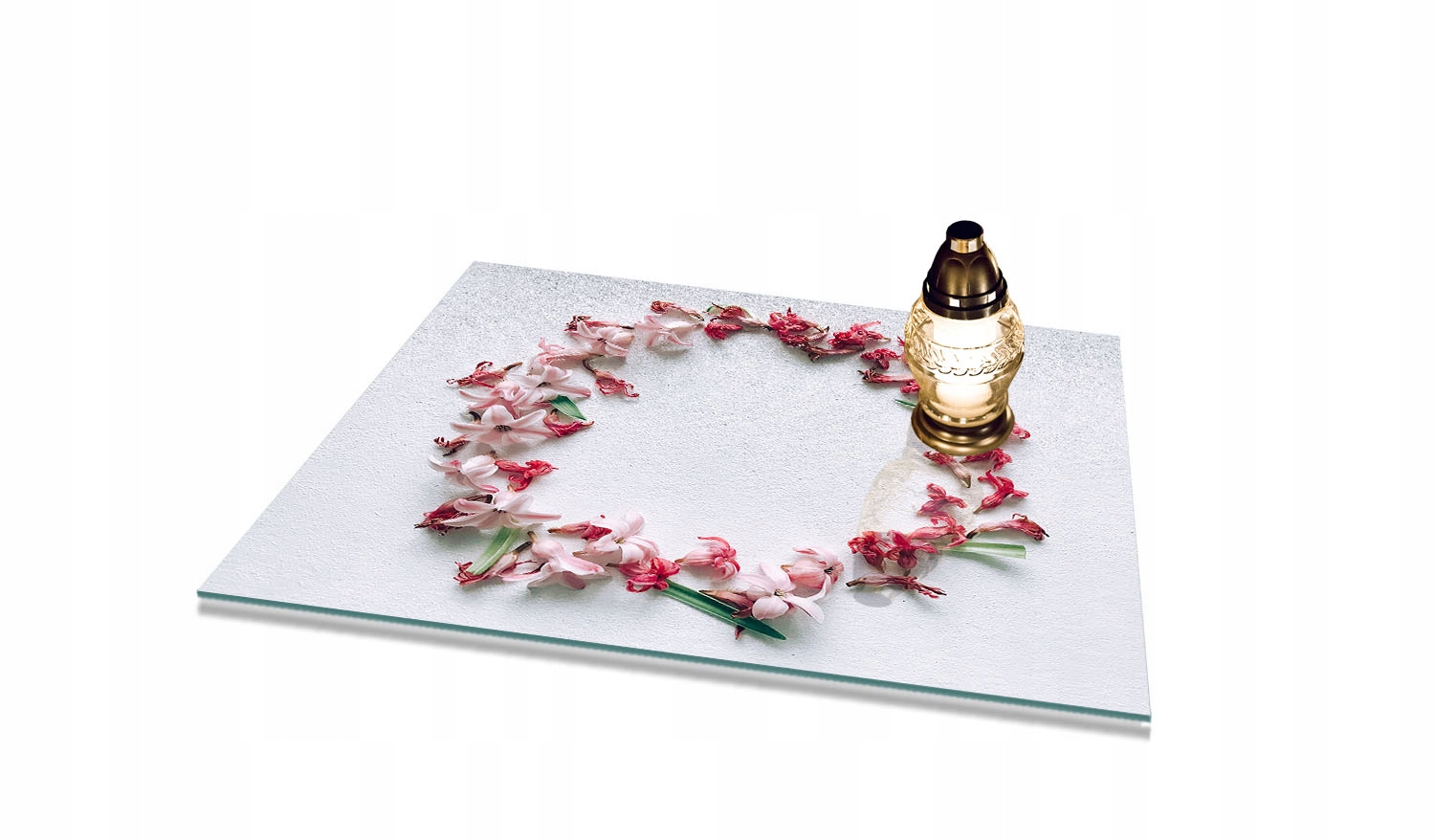 Podstavec Tvrzené Sklo pod Hřbitovní Svíčka na Hřbitov Pomník 60x52 cm patky