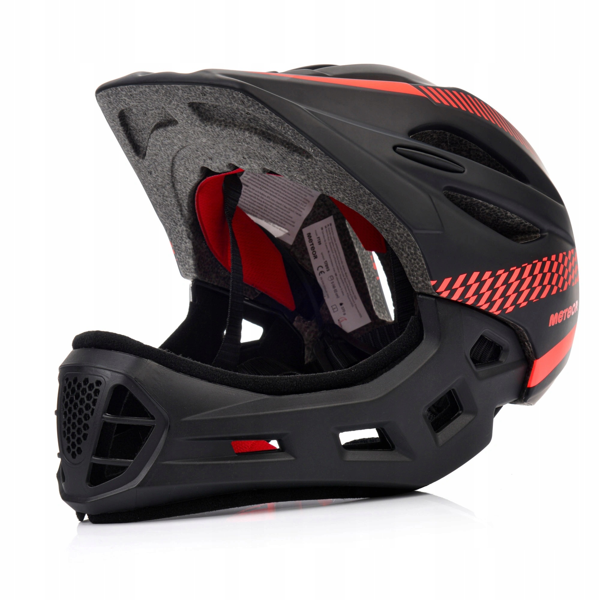 Dětská cyklistická přilba Meteor Lupus S 48-52 cm Led EN1078, černá