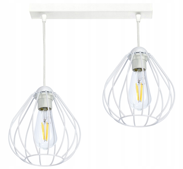 Závěsné stropní svítidlo, lustr do obývacího pokoje nad stůl Melon, 2 bílé loftové lampy