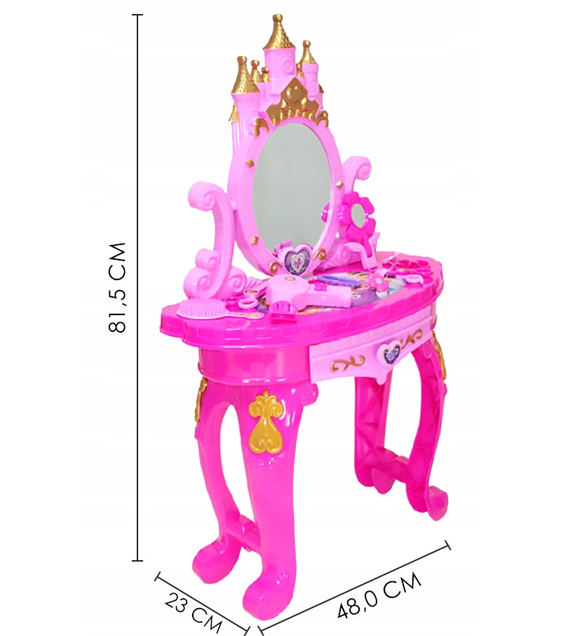 TOALETKA DLA DZIEWCZYNKI DUŻA Z LUSTREM I KRZESŁEM Materiał plastik