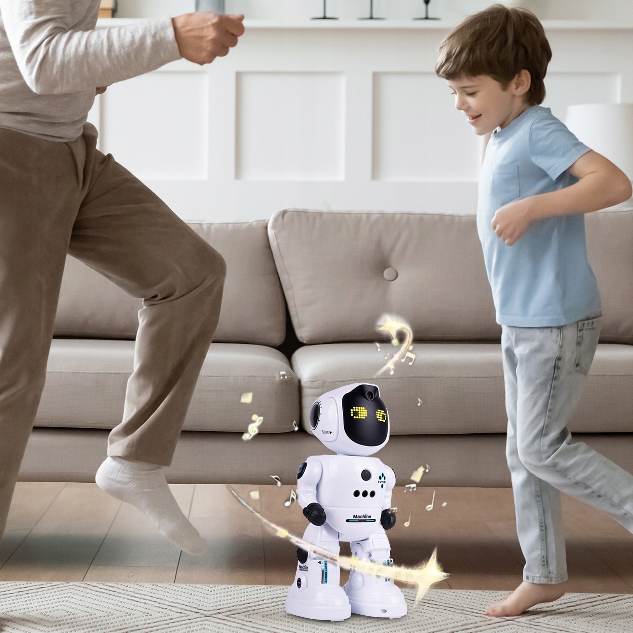 ROBOT ZDALNIE STEROWANY INTERAKTYWNY NA PILOT RC PROGRAMOWANY CHODZI TAŃCZY Kolor dominujący biel