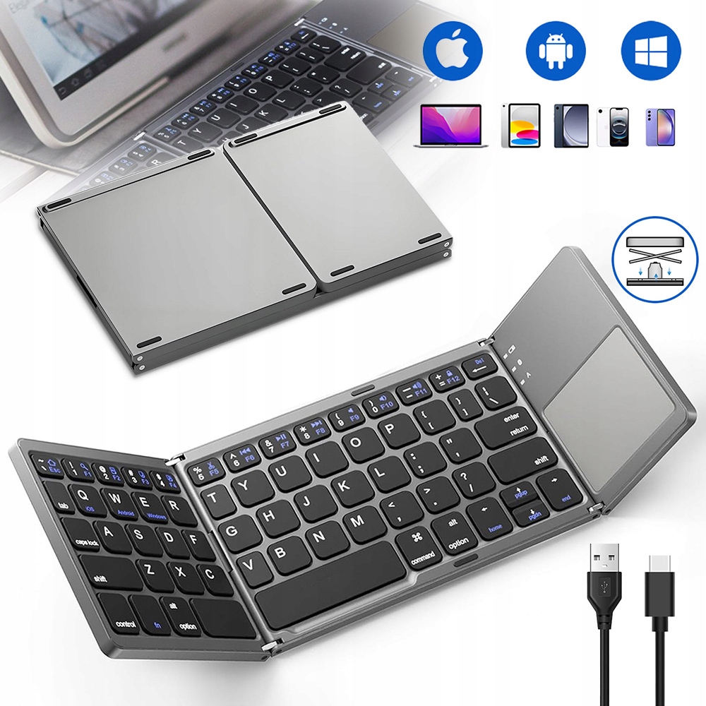 197,3g Bezprzewodowa Klawiatura Bluetooth Touchpad Uniwersalna Składana 50H