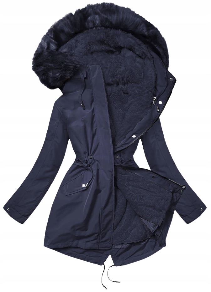 Kožešinová Bunda Podpinka W629B Námořnická Modrá 46