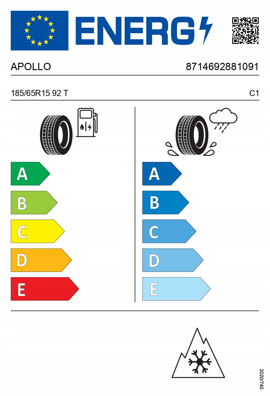 2x APOLLO 185/65R15 92T Alnac 4G Winter XL zimowe Marka Apollo