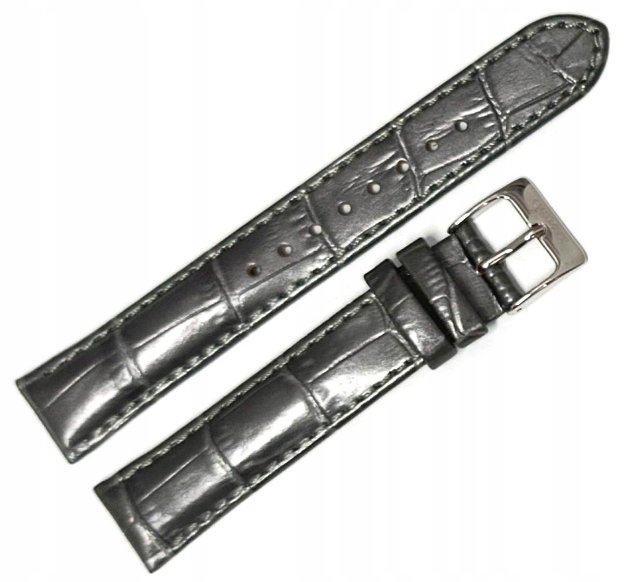 Originální Kožený Šedý Polomatný Řemínek Na Hodinky Orient 17 mm Krokodýl