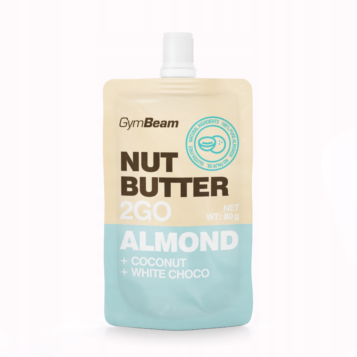 Mandlový krém s kokosem a čokoládou GymBeam Nut Butter 2GO 80 g