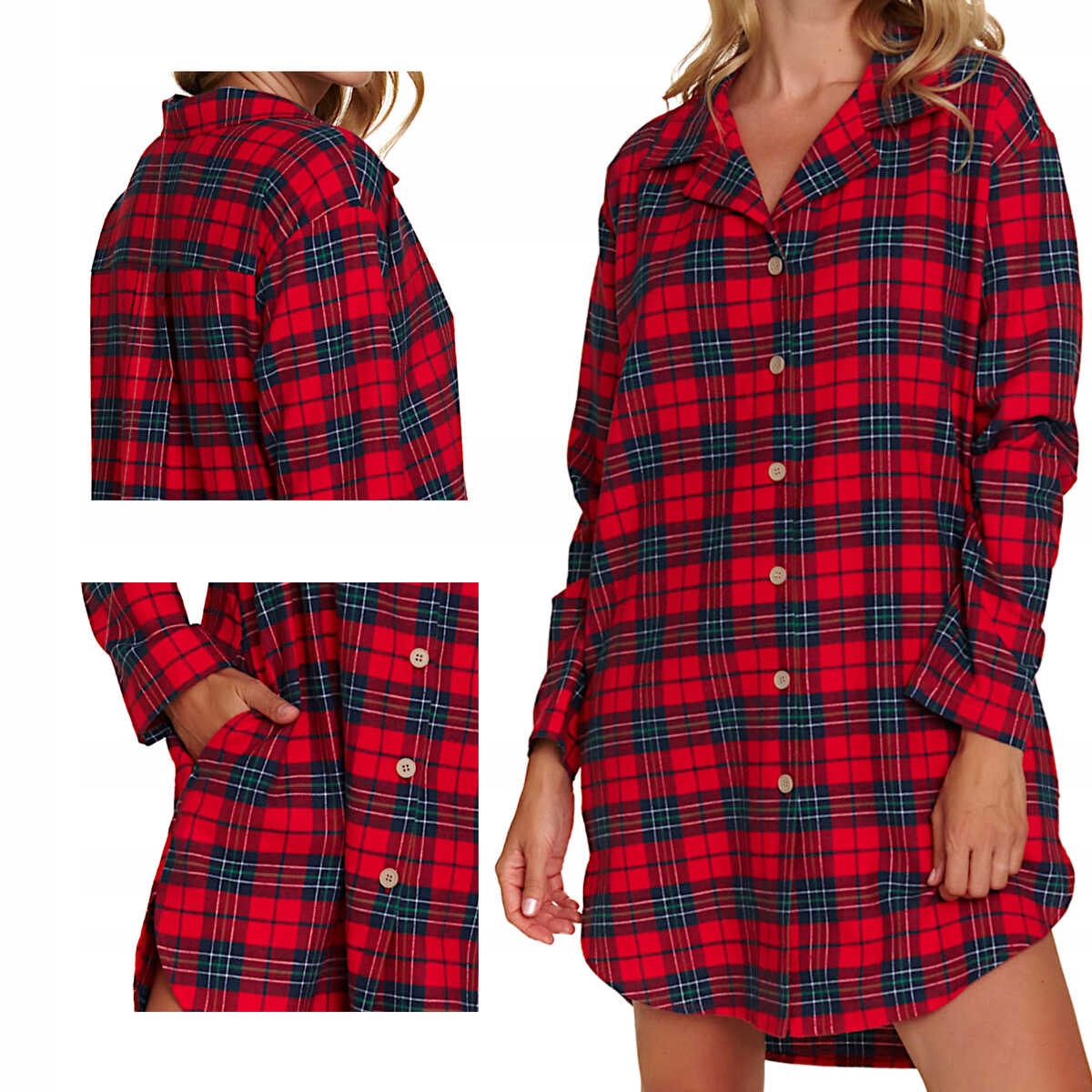 Doctornap Košile noční Tm 7126 red check S/m