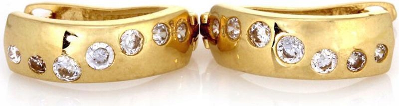 Zlaté náušnice 585 plechů, oblouk zirkony 1,59 g, moderní vzor pro ni