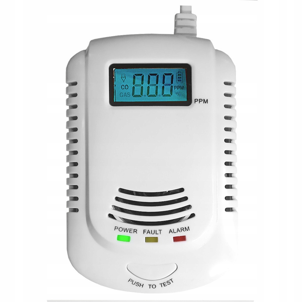 CZUJNIK CZADU I GAZU DETEKTOR TLENKU WĘGLA CO LCD