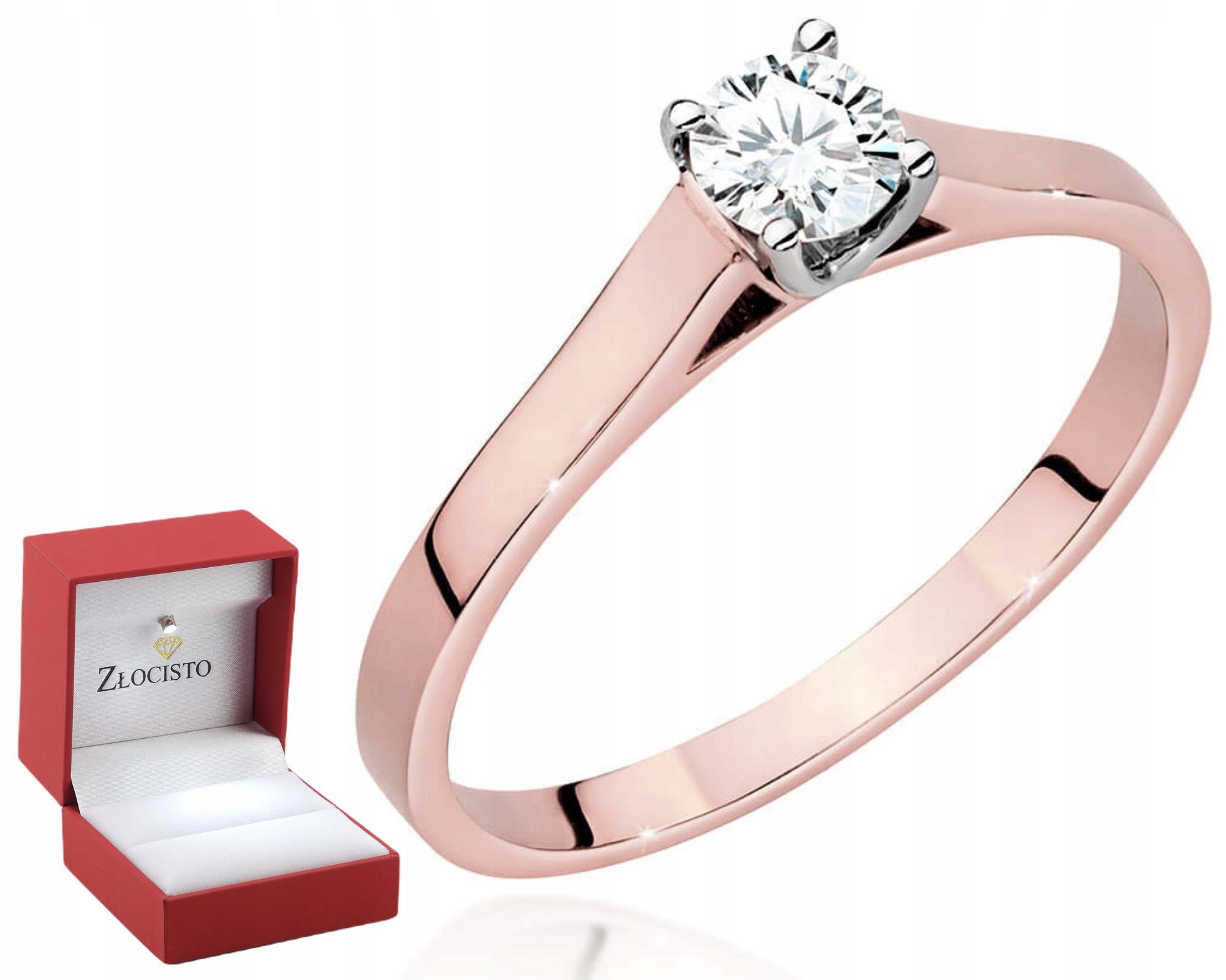 Růžové Zlato Prstýnek S Briliantem Gravírování 585 Bonus Dárek