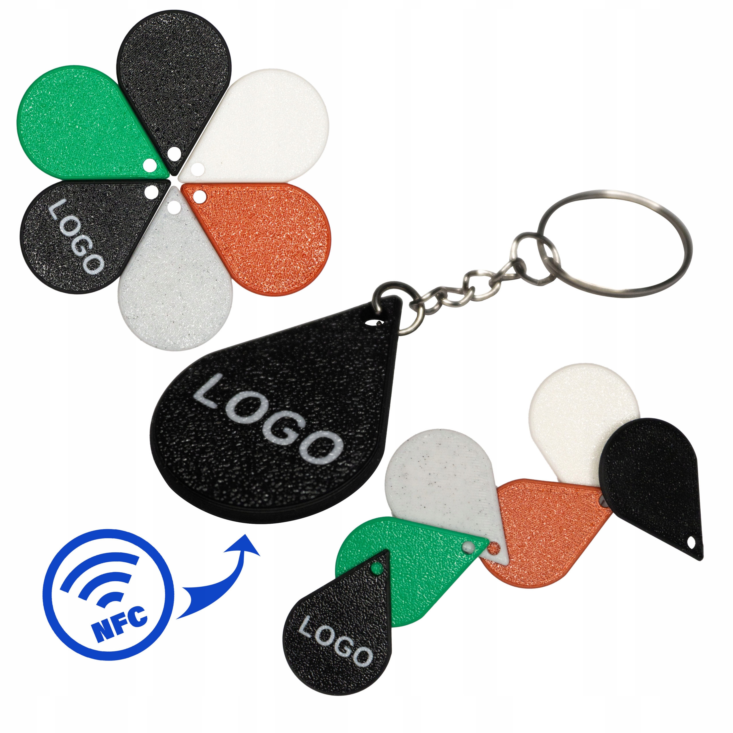 Programowalny Personalizowany Brelok RFID 13.56 MHz – Uniwersalny CZARNY x1