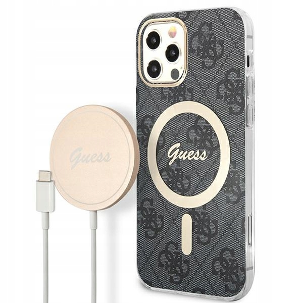 Zestaw Guess GUBPP12MH4EACSK: Etui i Ładowarka MagSafe do iPhone 12/12 Pro