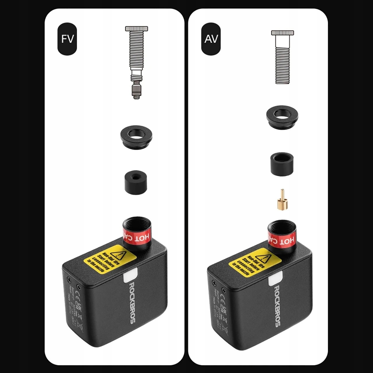 Automatyczna Mini Pompka Rowerowa Rockbros z Akumulatorem USB-C, Kompresor Kolor dominujący czarny