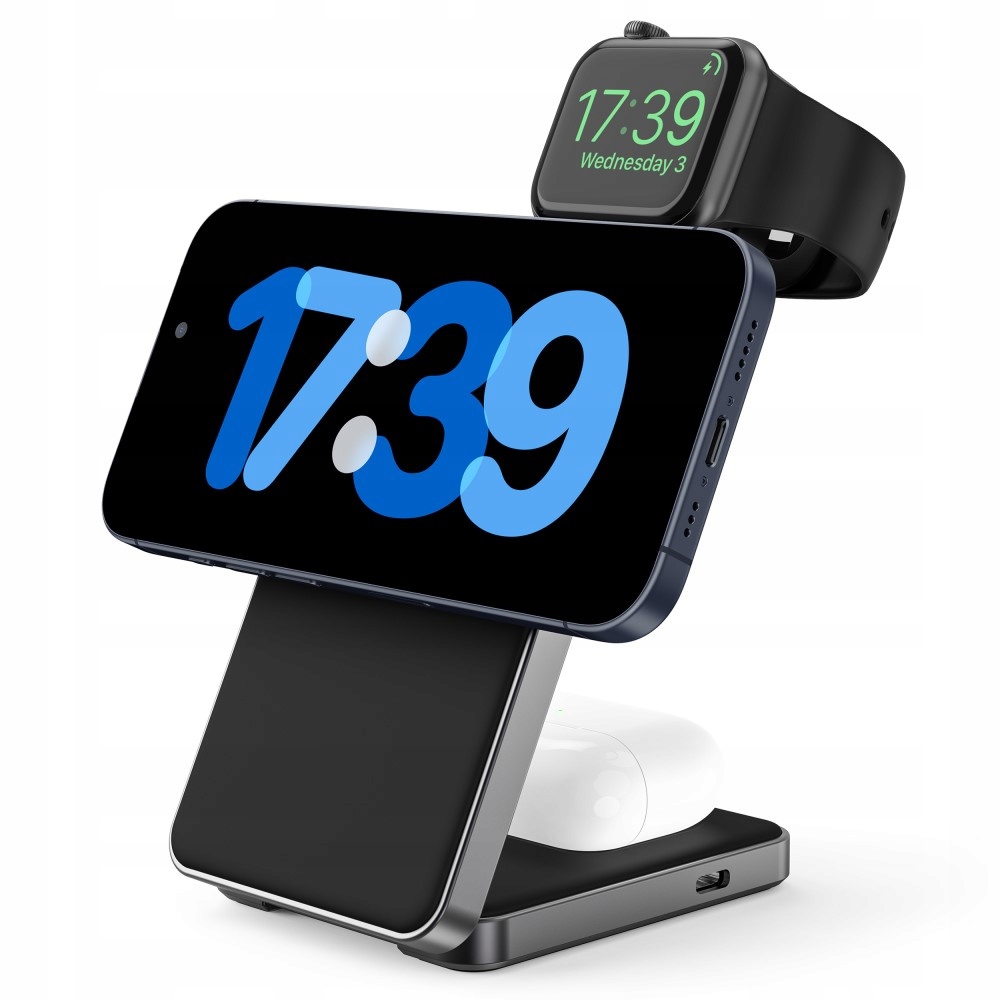 Ładowarka Indukcyjna 3W1 Magsafe Do Iphone 12 13 14 15 Apple Watch Airpods