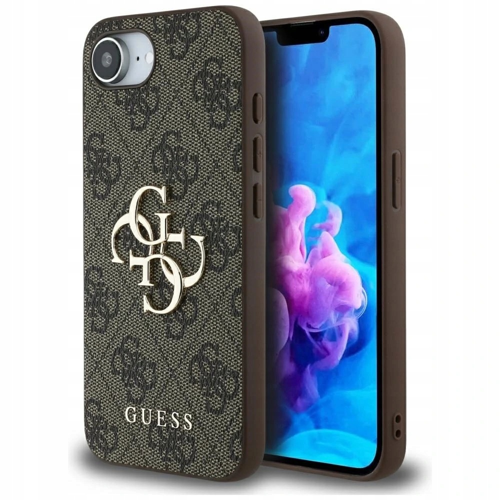 Guess Hardcase 4G Big Logo etui na iPhone 16e – brązowe