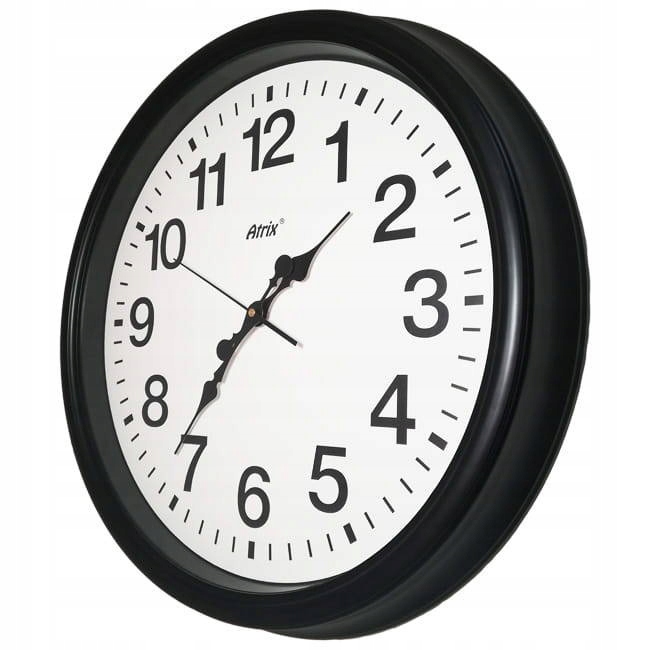 Velký Čitelný Bílý Černý Retro Nástěnný Hodinový Stroj Atrix Tichý 50 cm