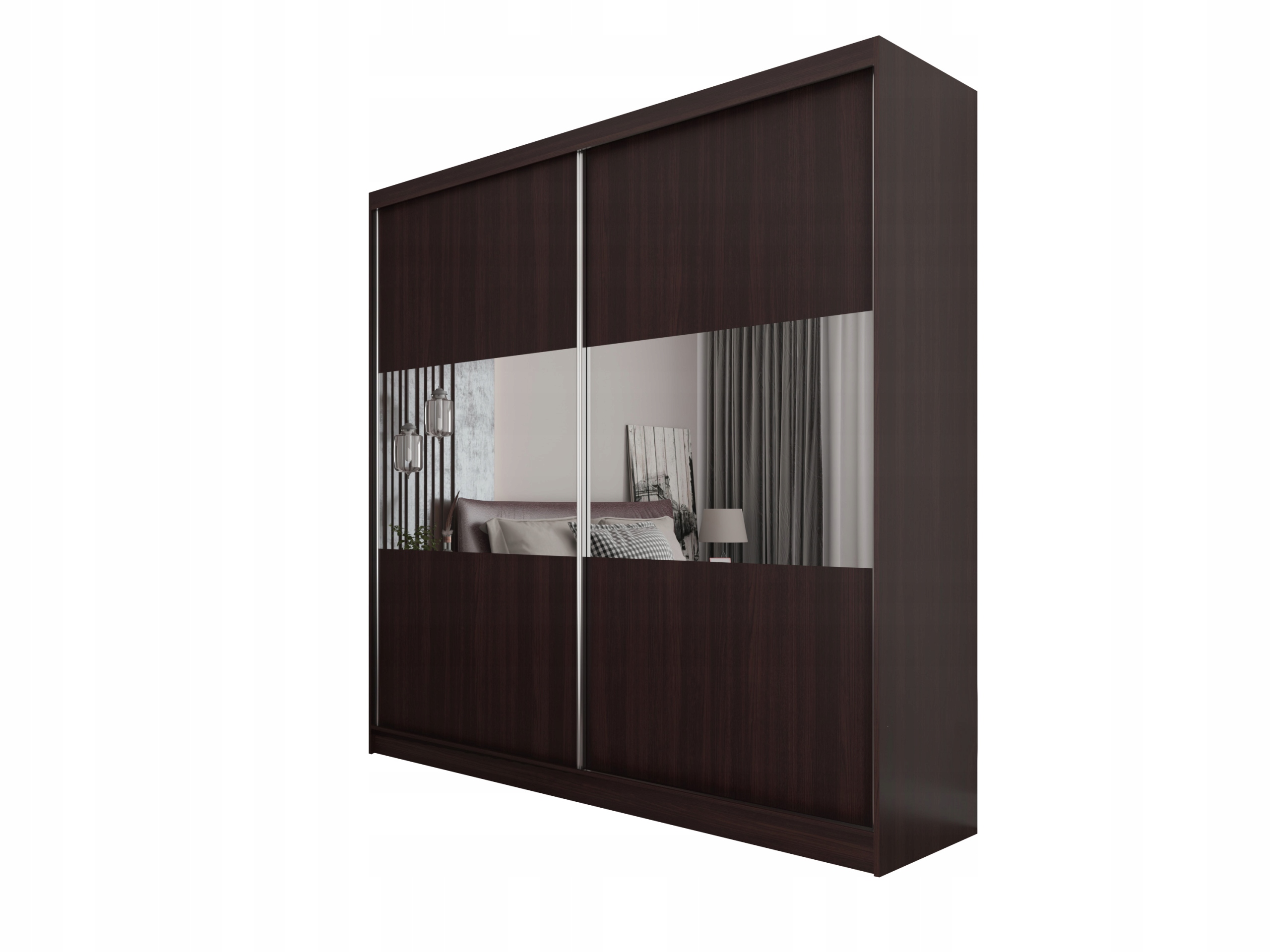 Skříň Rosalia 200 cm se zrcadlem Skříň Dvoudveřová Wenge
