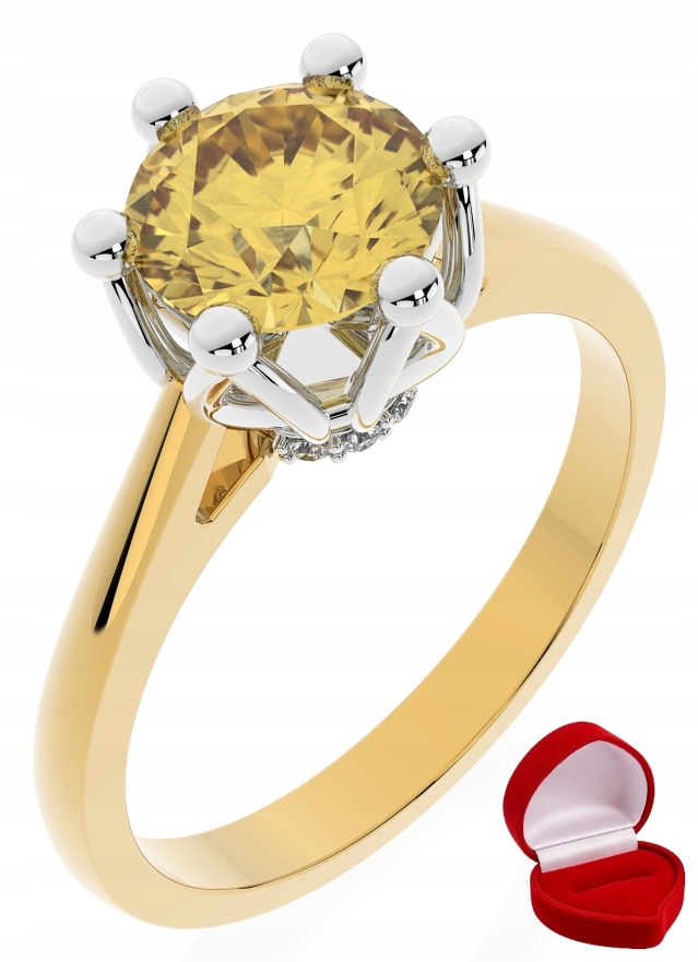 Zlatý Prstýnek 585 14k Safír 1 ct Krabička R11