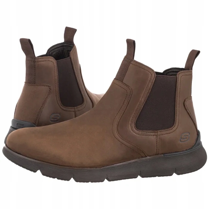Pánské kožené boty Chelsea Skechers Augustino Paulo 205227 Hnědé