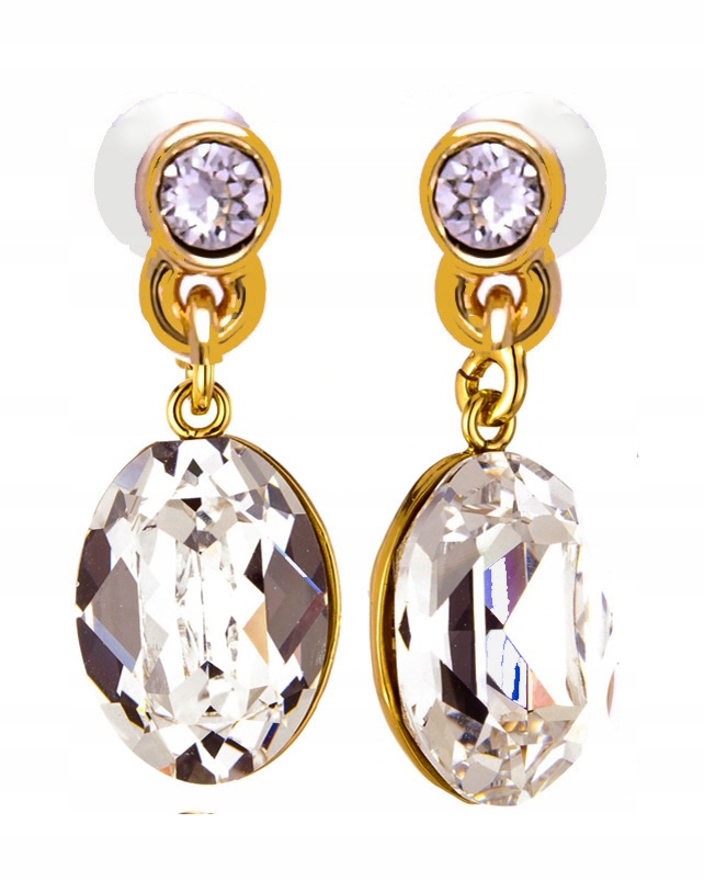 Náušnice Zlaté S Kamínky Swarovski, Křišťálové, Lesklé