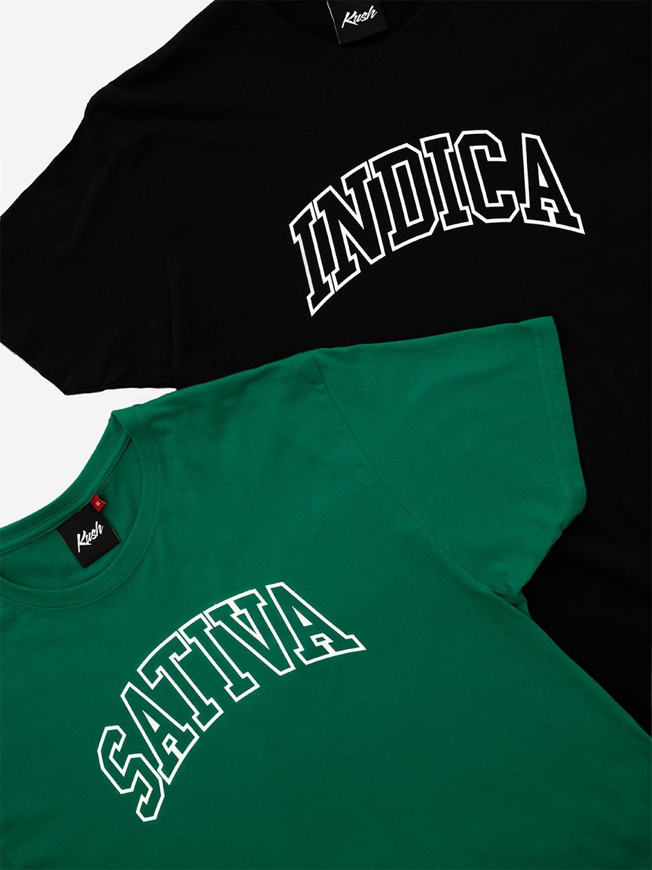 Sada 2 ks pánských triček Bavlněné Tričko Zelená Sativa Indica XL