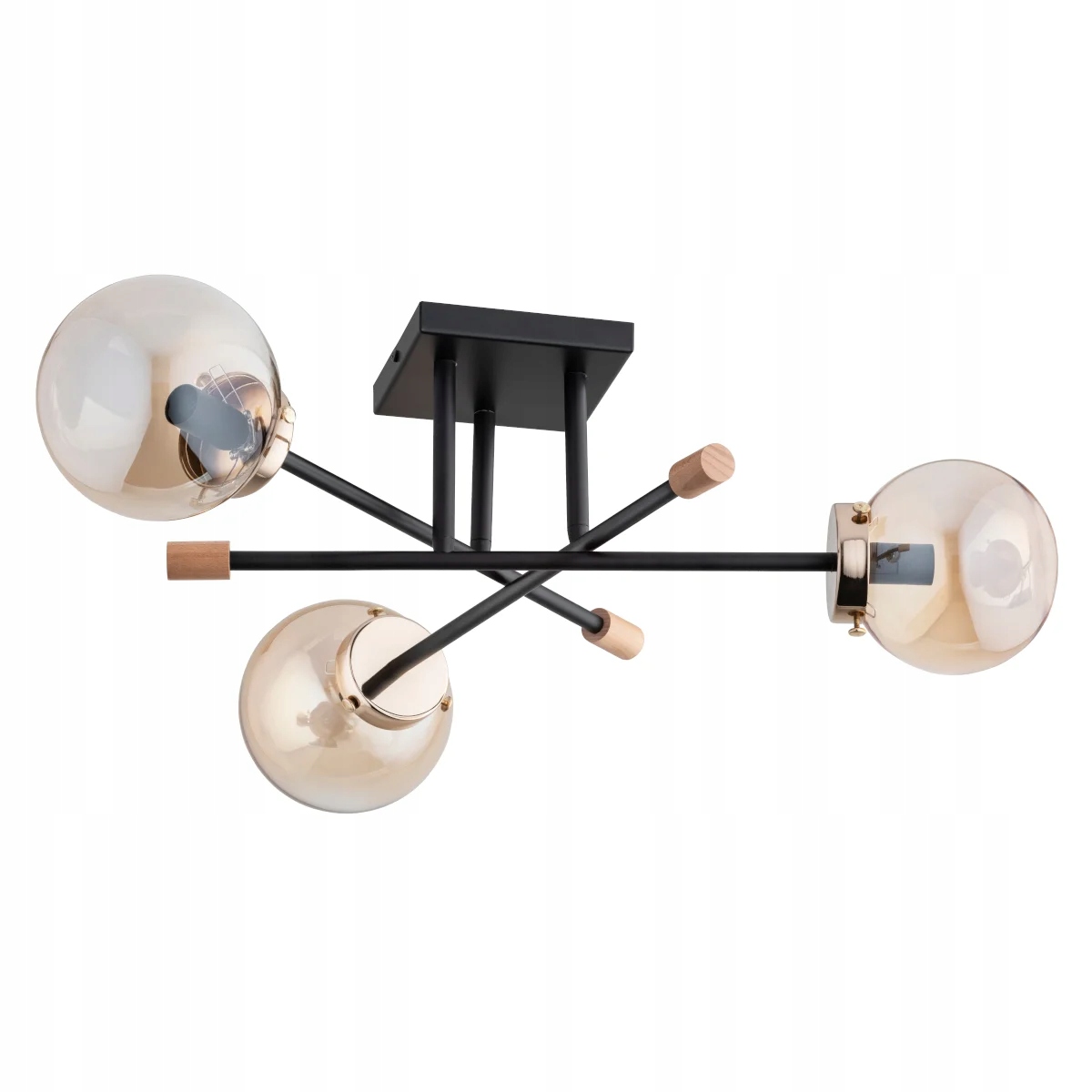 Čierna stropná lampa so sklenenými guľami 3xE14 10W Transfer Alfa