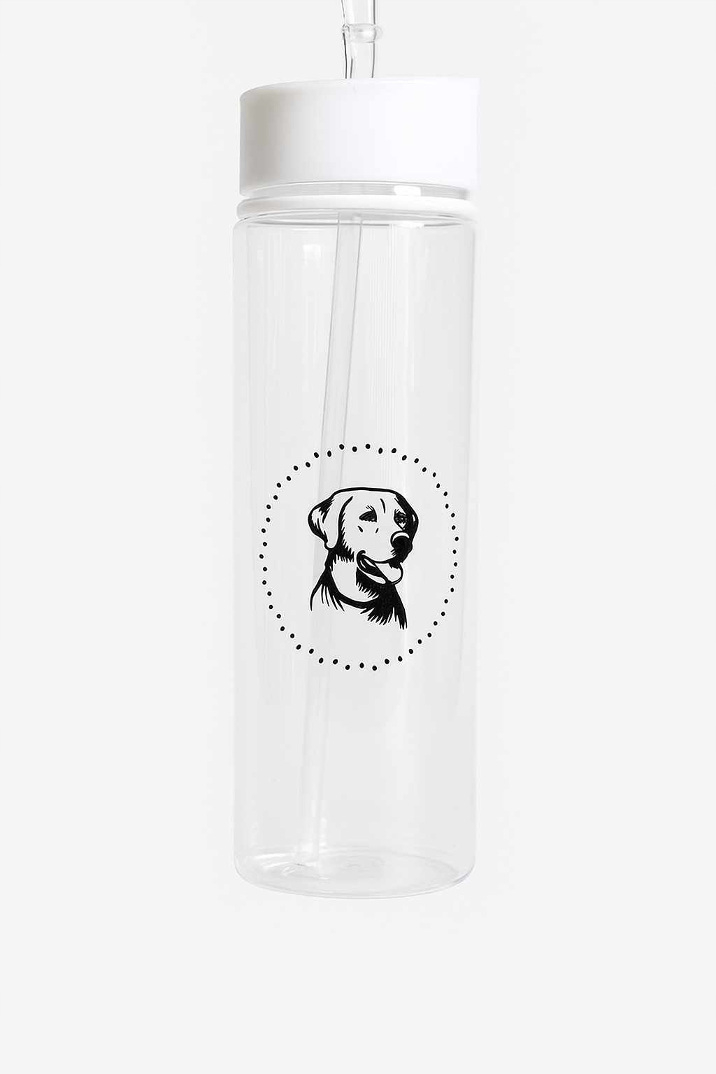 Butelka Sportowa Bidon Na Wodę Napój 750 ml Rpet – biała Z Labradorem