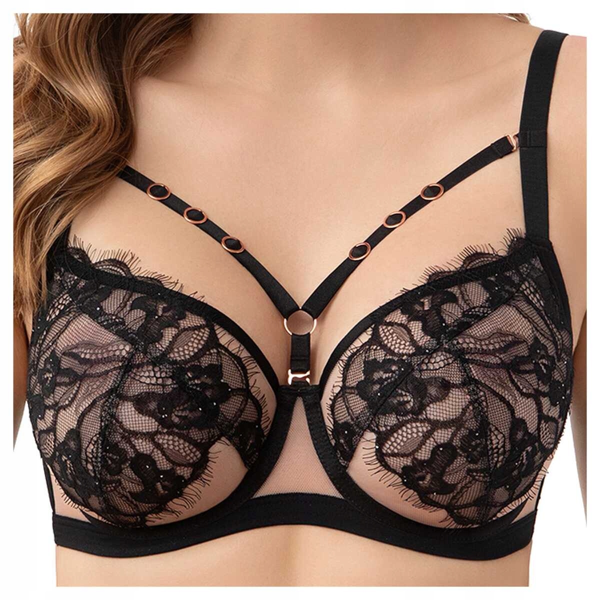 Gorsenia Biustonosz miękki stanik koronkowy soft Lexi 001 czarny 80G