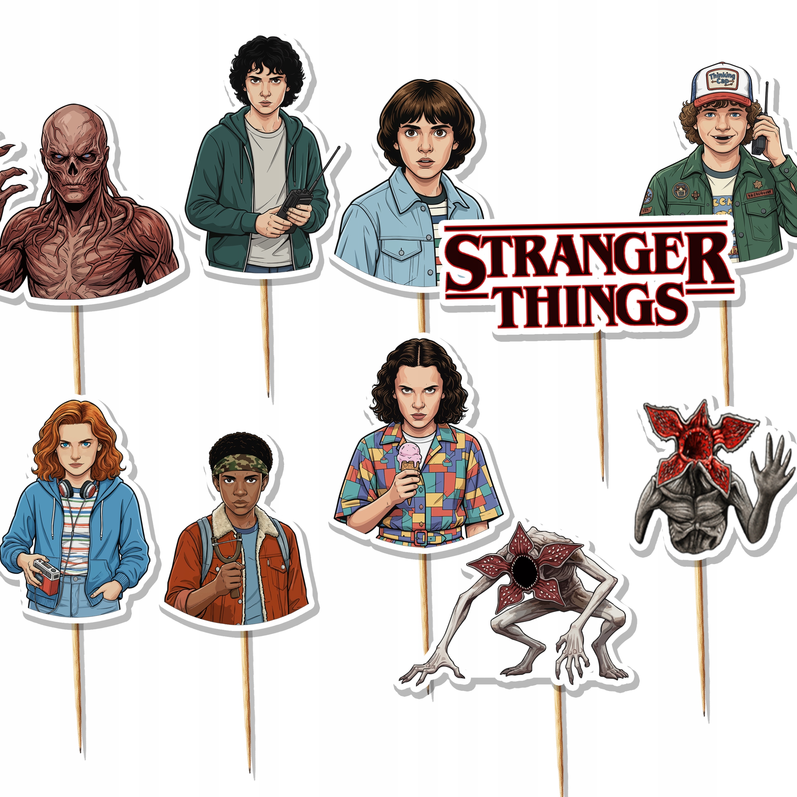 TOPPER PIKERY NA TORT OZDOBNE DEKORACJA - STRANGER THINGS DEMOGORGON 10szt
