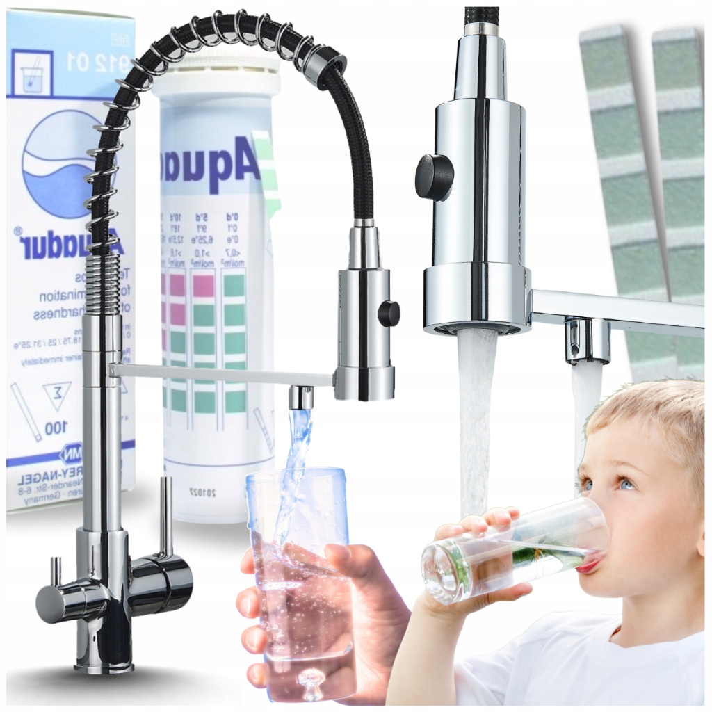 Kuchynská Batéria Trojcestná S Flexibilným Výtokom Kohútik Do Kuchyne Chróm Filter
