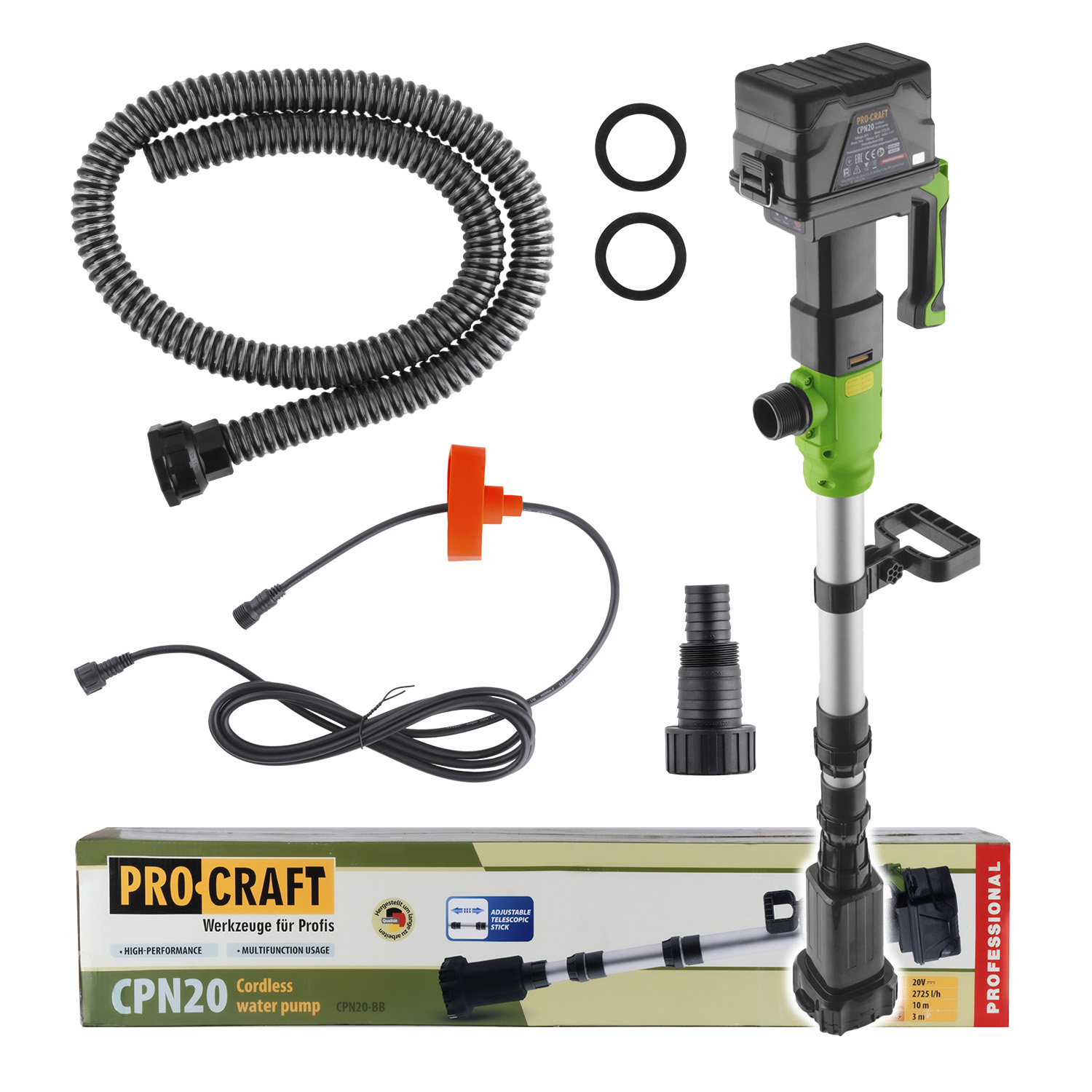 Aku ponorné čerpadlo do suda Procraft CPN20bb (bez batérie a nabíjačky)