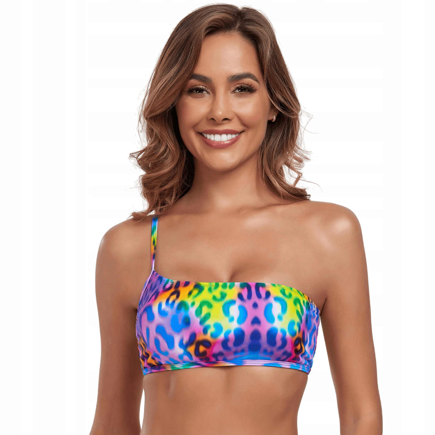 Relleciga crop-top strój kąpielowy Neon Leopard Xs